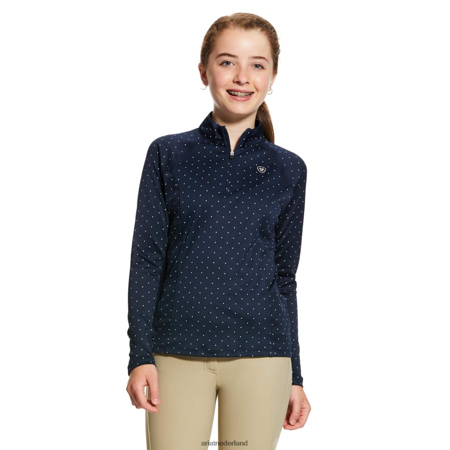 marine stip Sunstopper 2.0-basislaag met 1/4 rits Ariat kinderen kleding PJ26LN4038