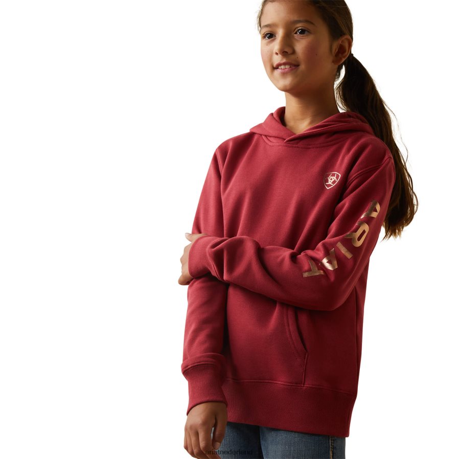 aarde rood Hoodie met echt armlogo Ariat kinderen kleding PJ26LN4110