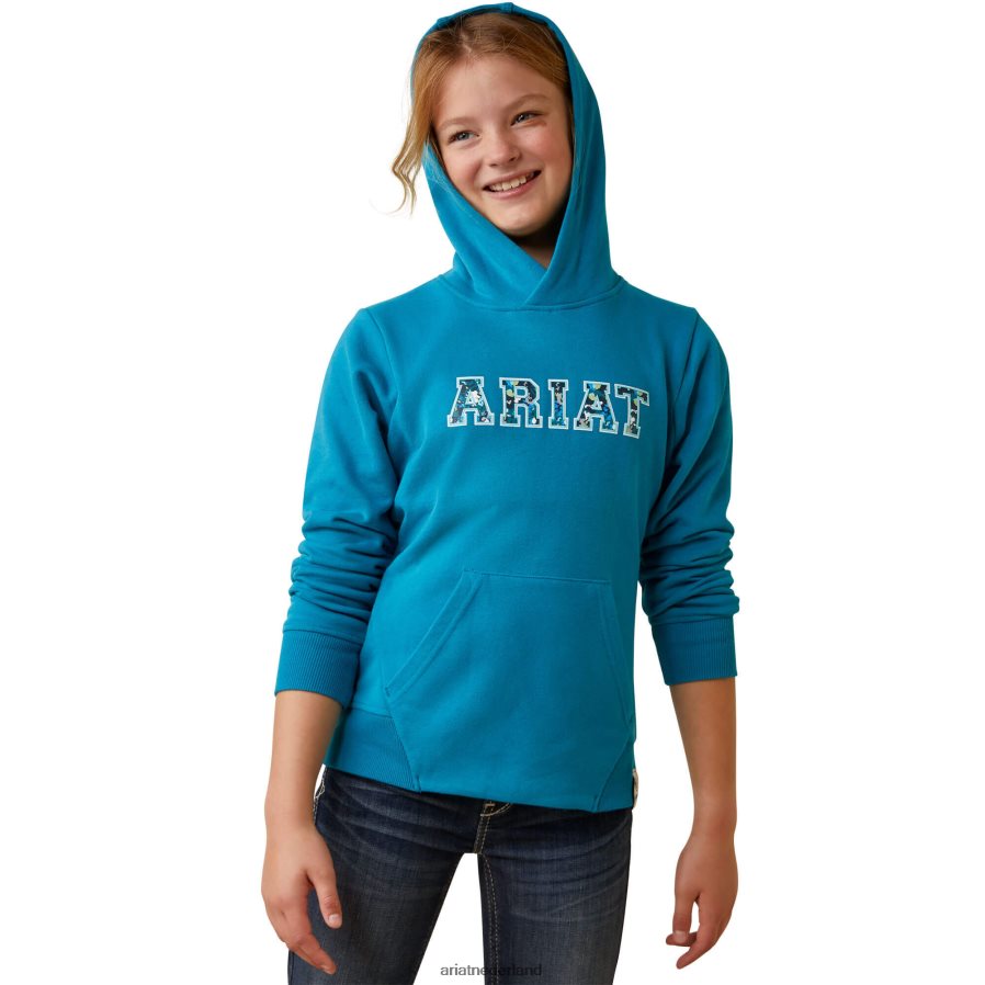 mozaïek blauw 3D-logo 2.0-hoodie Ariat kinderen kleding PJ26LN3701