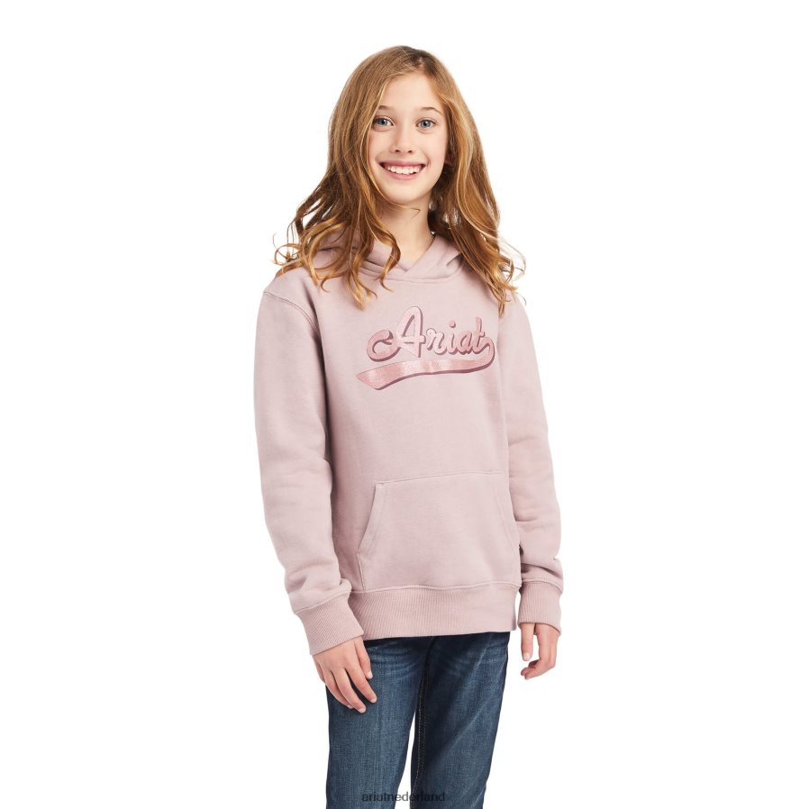 nostalgie roosheide hoodie met echt glitterlogo Ariat kinderen kleding PJ26LN4117