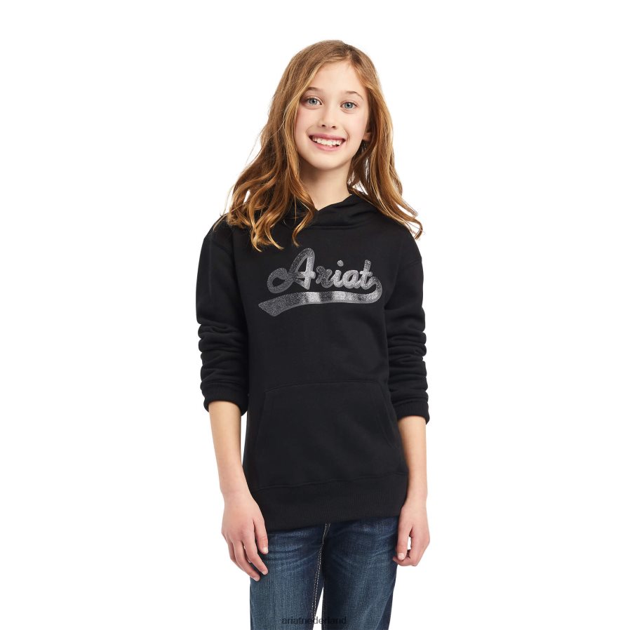 zwart hoodie met echt glitterlogo Ariat kinderen kleding PJ26LN4116