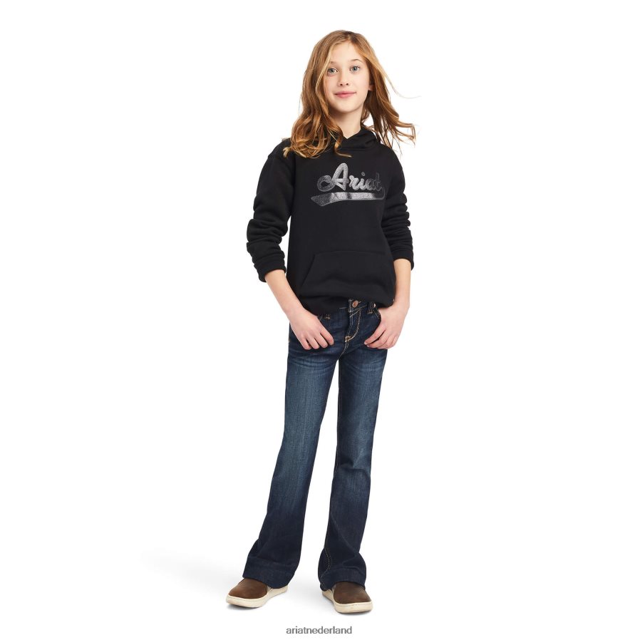 zwart hoodie met echt glitterlogo Ariat kinderen kleding PJ26LN4116