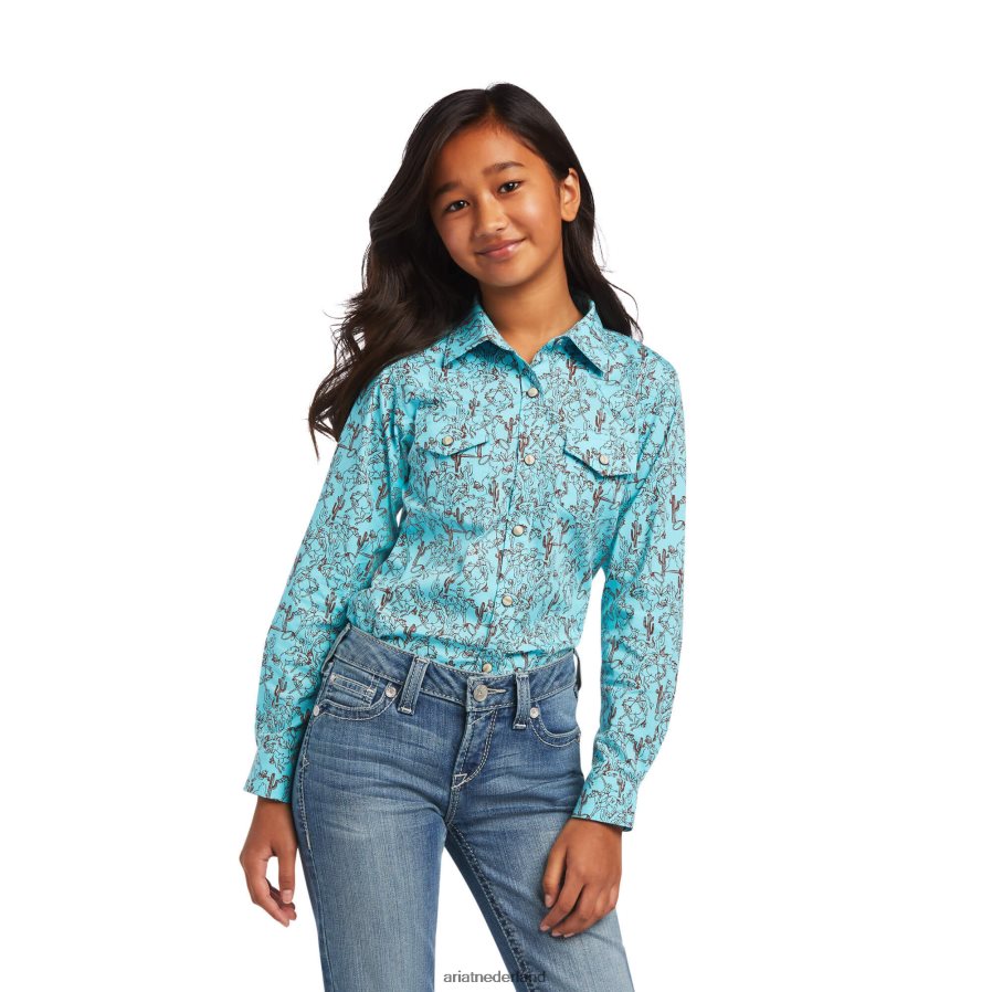 Amazoniet bucking bronc-print echt bucking bronc-shirt Ariat kinderen kleding PJ26LN4077