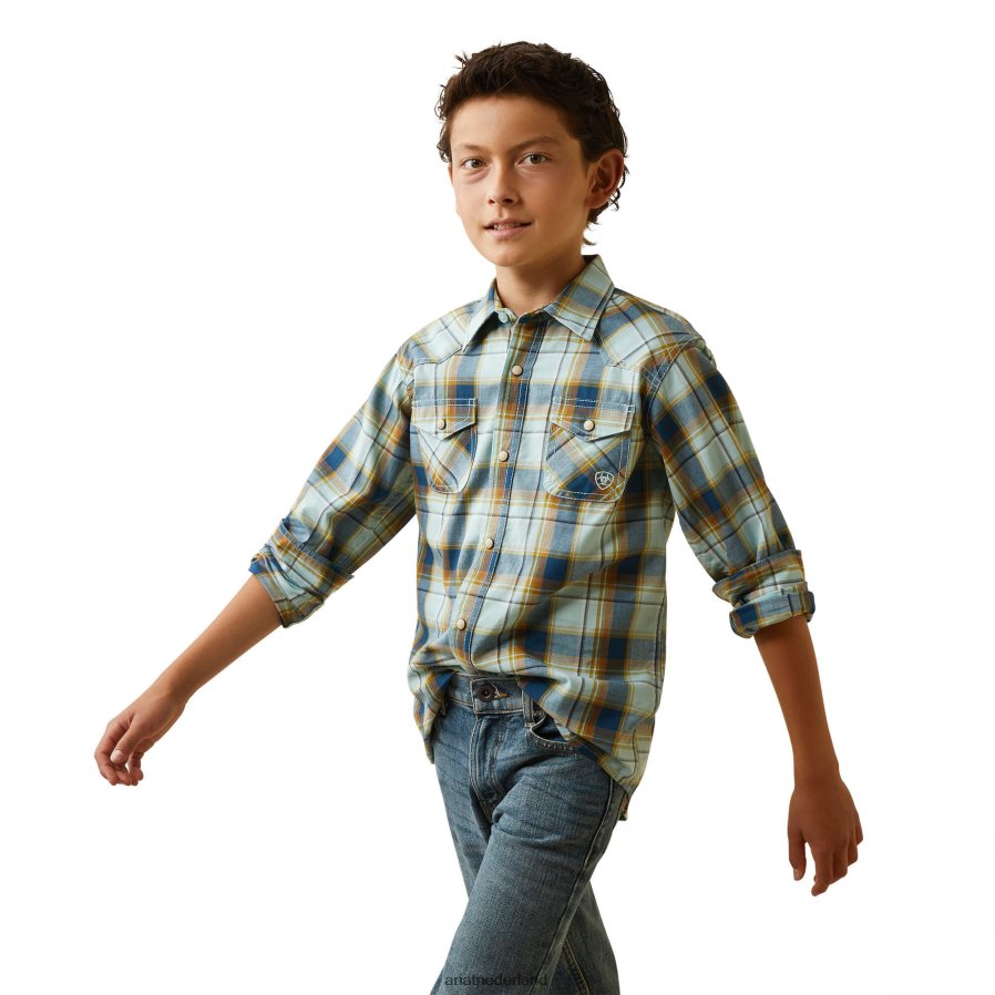 aquatisch Habney retro-fit overhemd Ariat kinderen kleding PJ26LN4088