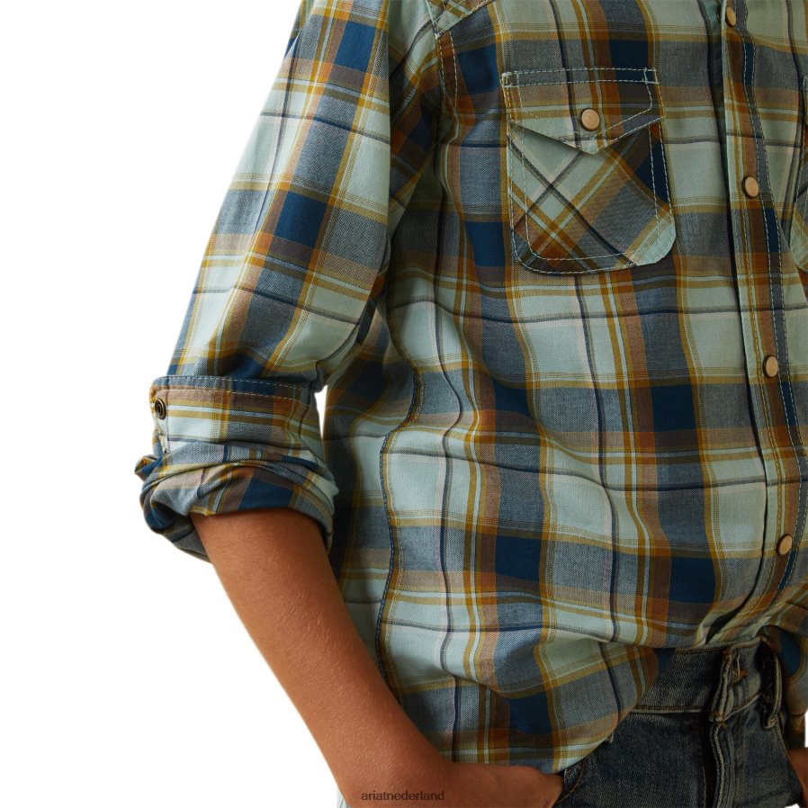 aquatisch Habney retro-fit overhemd Ariat kinderen kleding PJ26LN4088