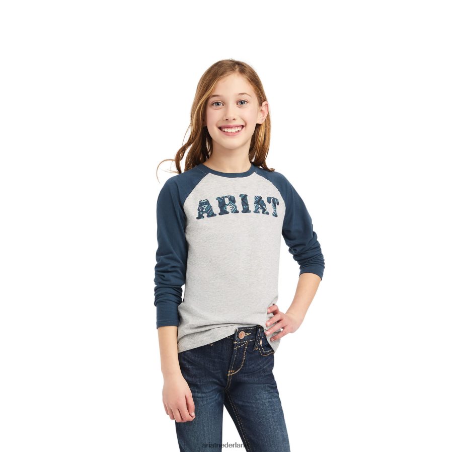 grijs gemêleerd echt zuma honkbalshirt Ariat kinderen kleding PJ26LN4030