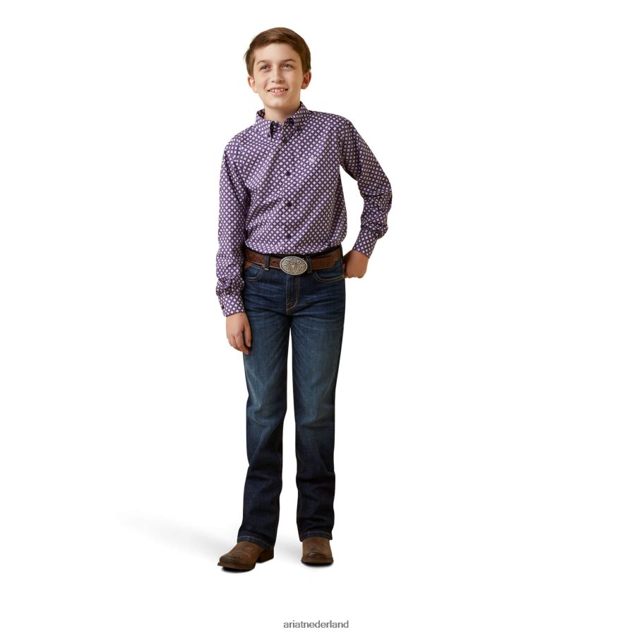paars Misael klassiek fit overhemd Ariat kinderen kleding PJ26LN4099