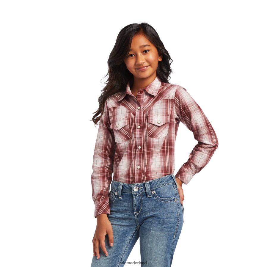 roodbruine plaid echt geruit overhemd Ariat kinderen kleding PJ26LN4079