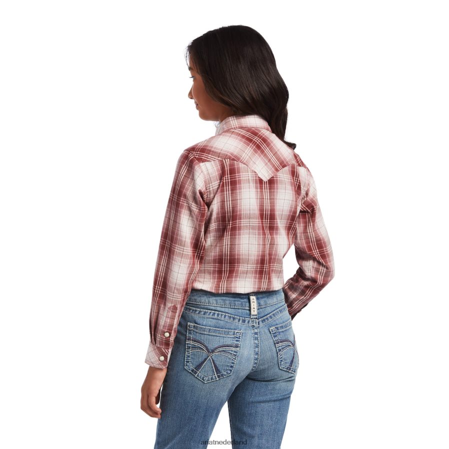 roodbruine plaid echt geruit overhemd Ariat kinderen kleding PJ26LN4079