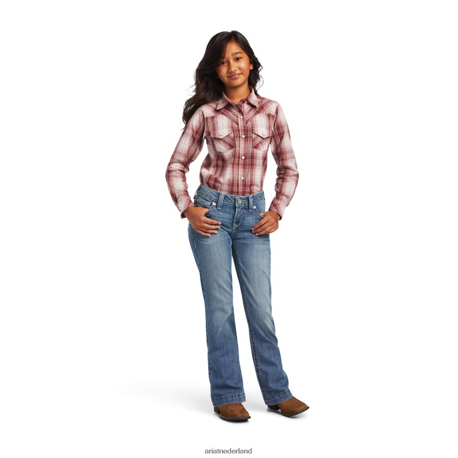 roodbruine plaid echt geruit overhemd Ariat kinderen kleding PJ26LN4079
