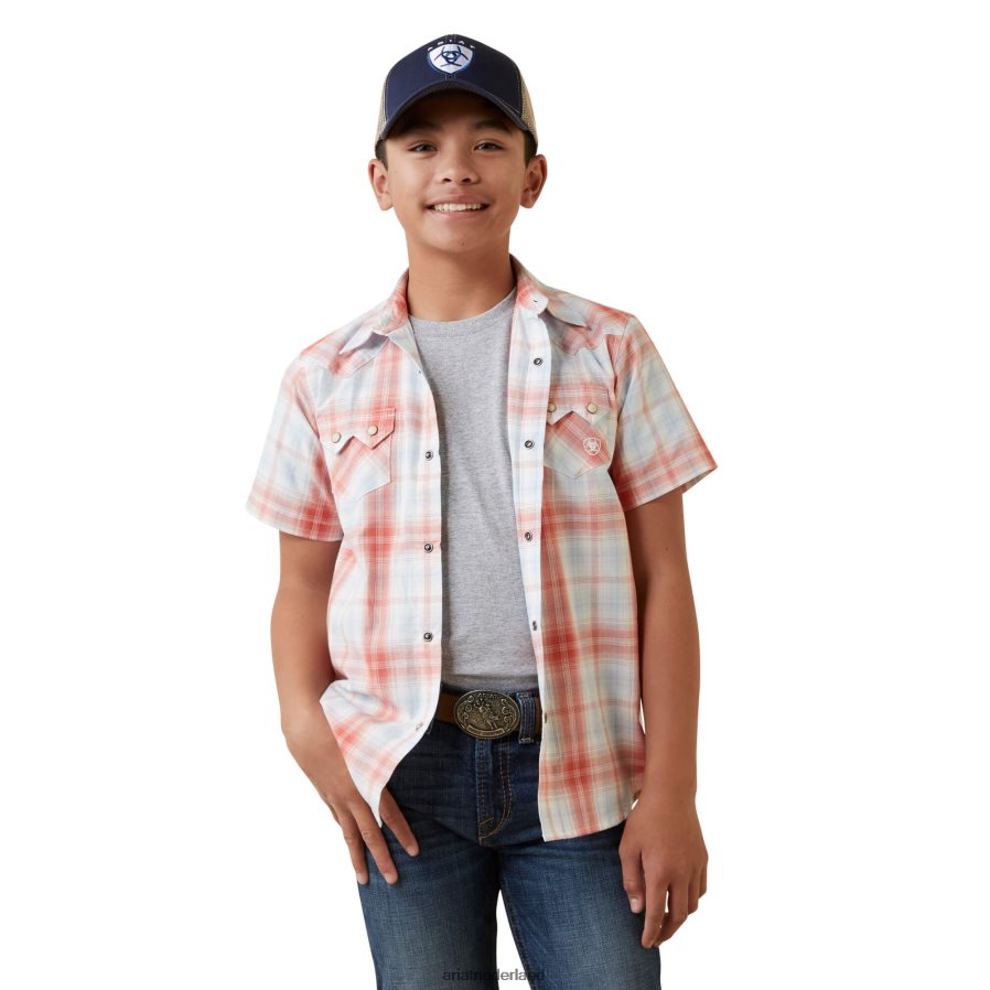vervaagde baksteen harter retro-fit overhemd Ariat kinderen kleding PJ26LN4101