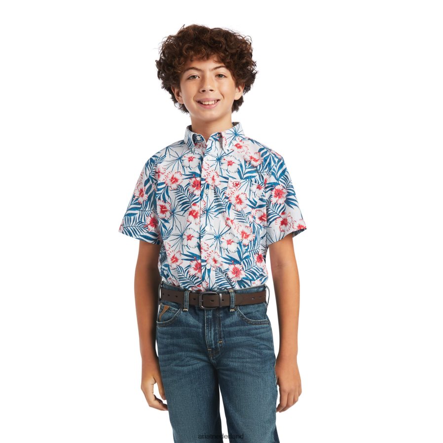 wit Fateh klassiek fit overhemd Ariat kinderen kleding PJ26LN4072