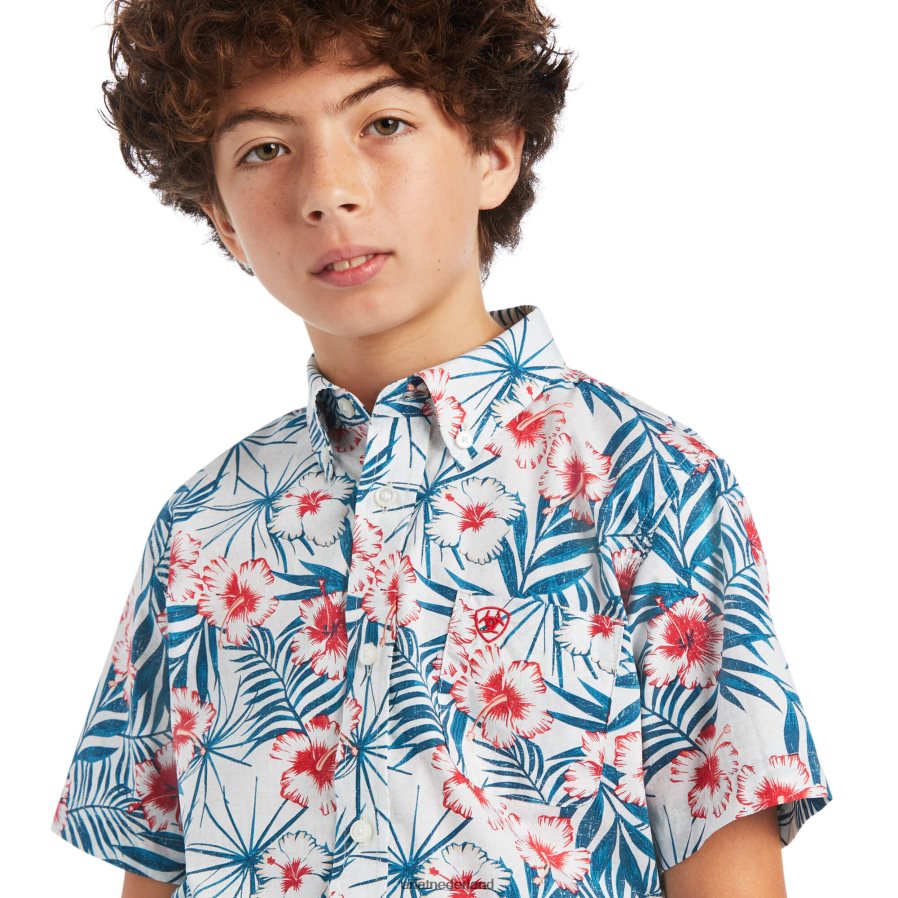 wit Fateh klassiek fit overhemd Ariat kinderen kleding PJ26LN4072