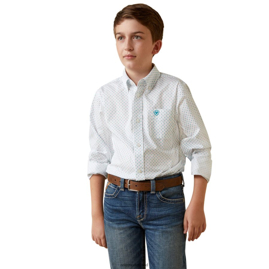 wit Kaine klassiek fit overhemd Ariat kinderen kleding PJ26LN4083