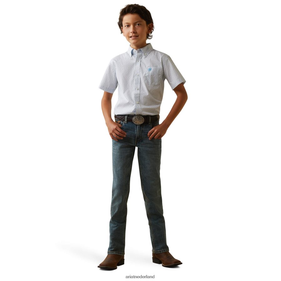 wit Luca klassiek fit overhemd Ariat kinderen kleding PJ26LN4073