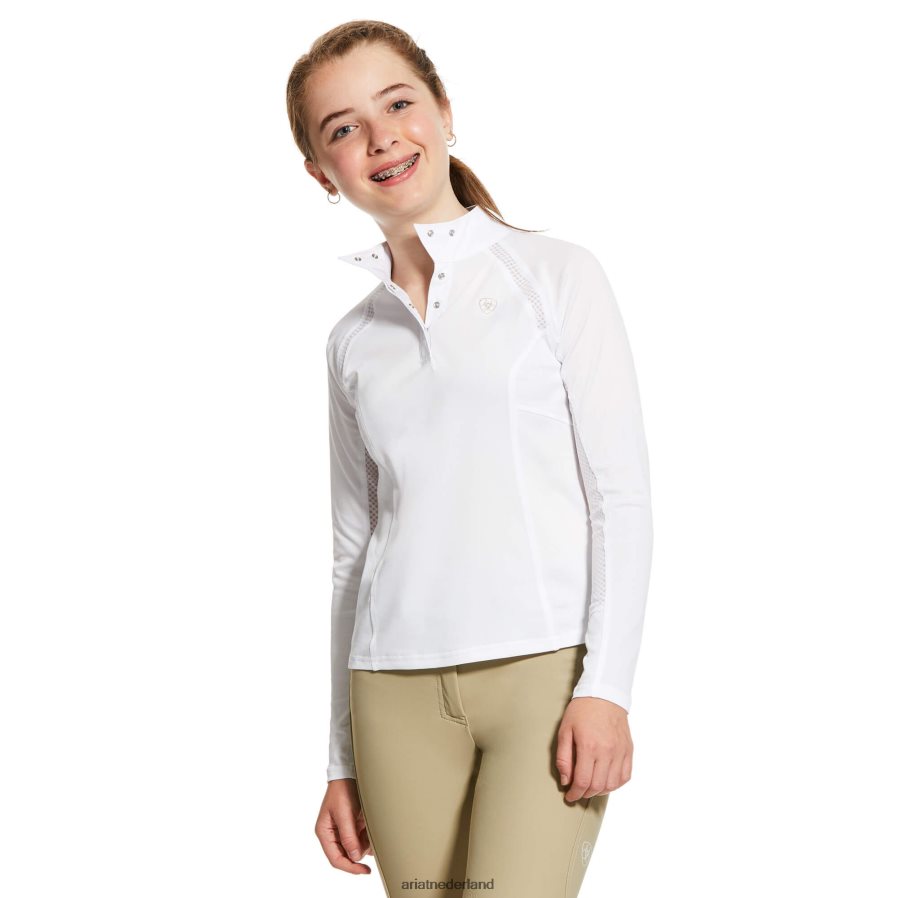 wit Sunstopper 2.0 wedstrijdshirt Ariat kinderen kleding PJ26LN4146