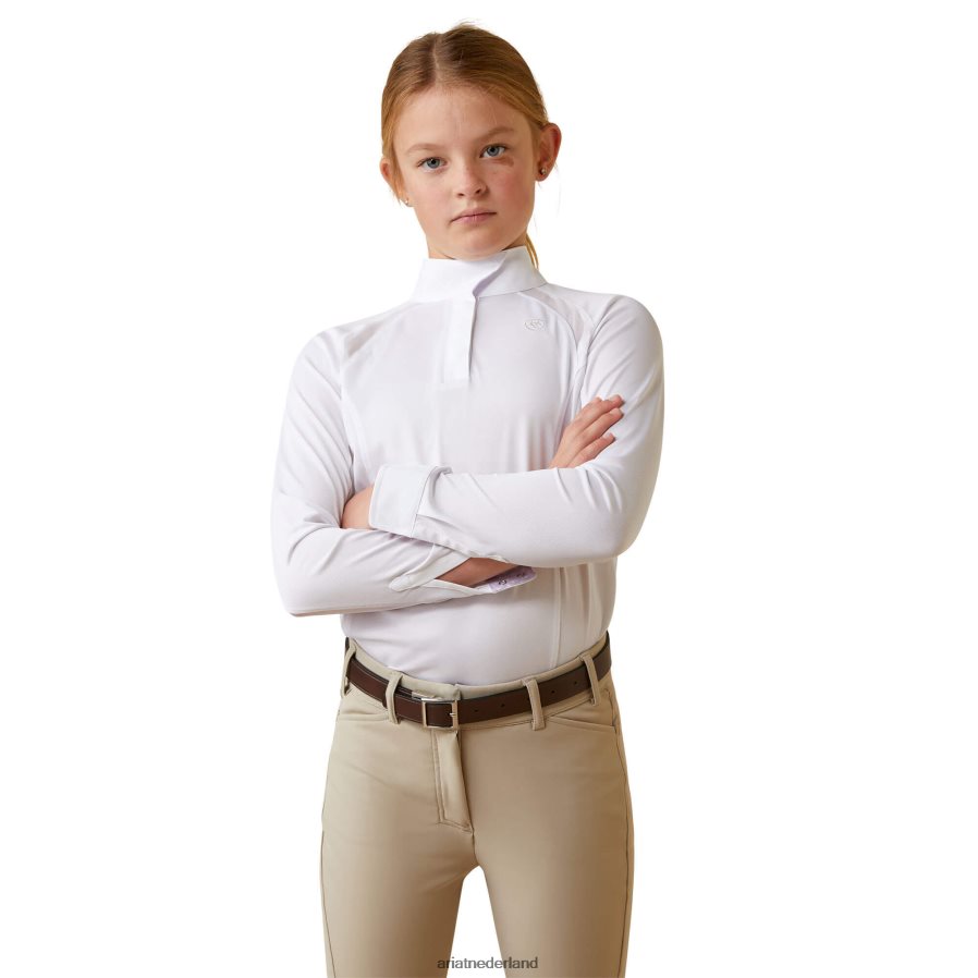 wit sunstopper pro 2.0 wedstrijdshirt Ariat kinderen kleding PJ26LN4043