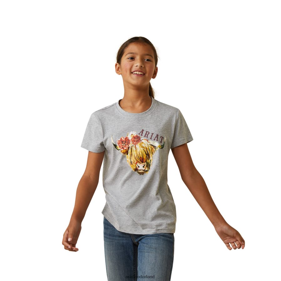 grijs gemêleerd hooglander roos Ariat kinderen kleding PJ26LN4007