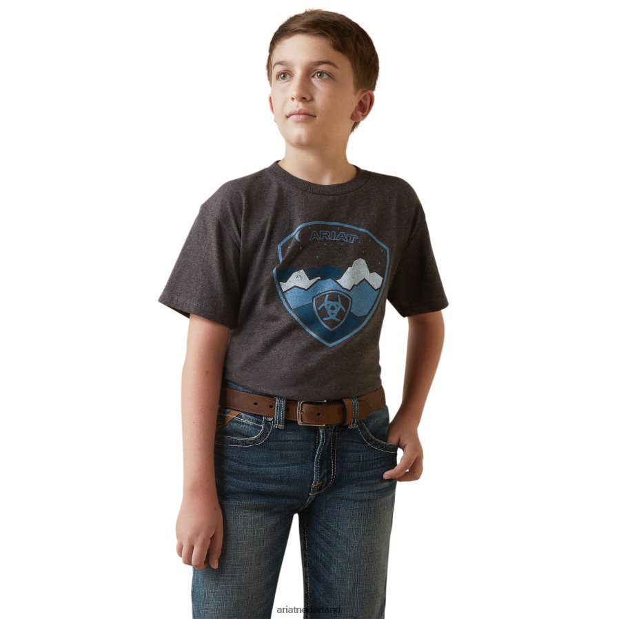 houtskool heide logoscape-t-shirt Ariat kinderen kleding PJ26LN4009