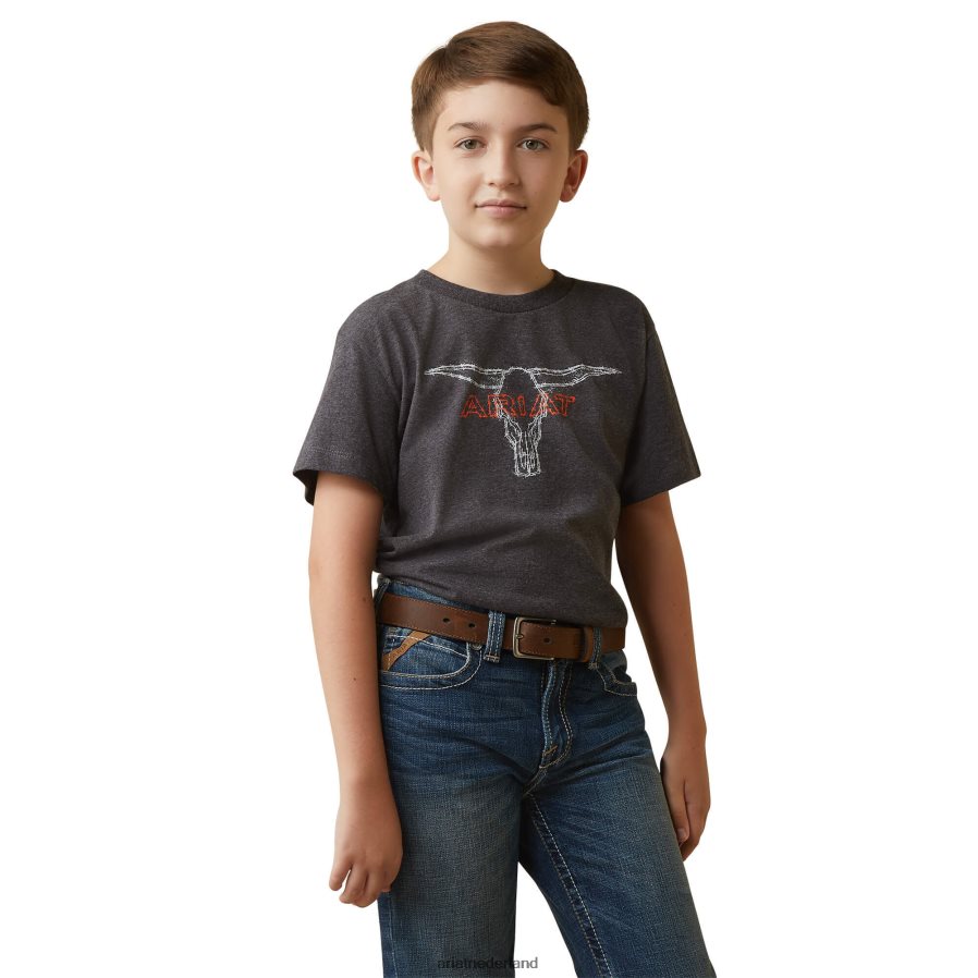 houtskool heide prikkeldraad stuur t-shirt Ariat kinderen kleding PJ26LN3997