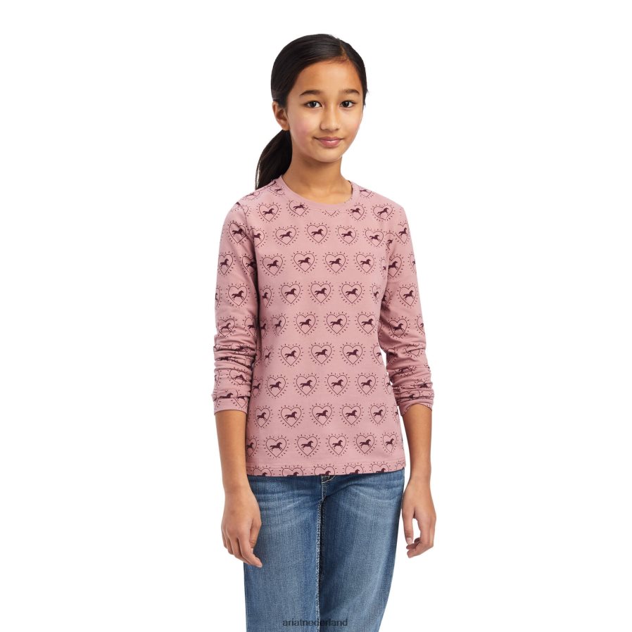 nostalgie roos halve druppel print dus hou van t-shirt Ariat kinderen kleding PJ26LN4039