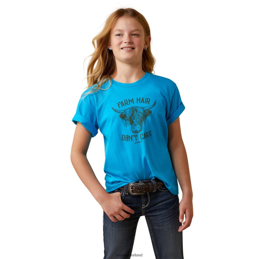 turkoois ss T-shirt van boerenhaar Ariat kinderen kleding PJ26LN3999
