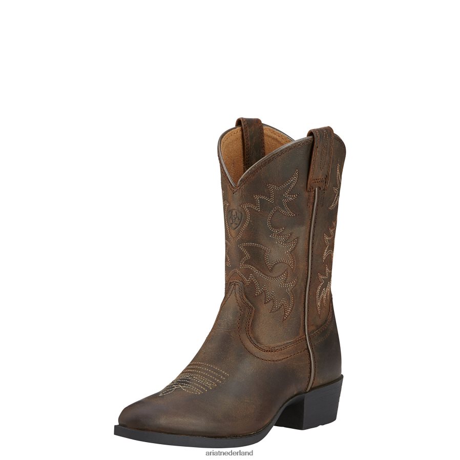 noodlijdend bruin erfgoed westerse westernlaars Ariat kinderen schoenen PJ26LN3829