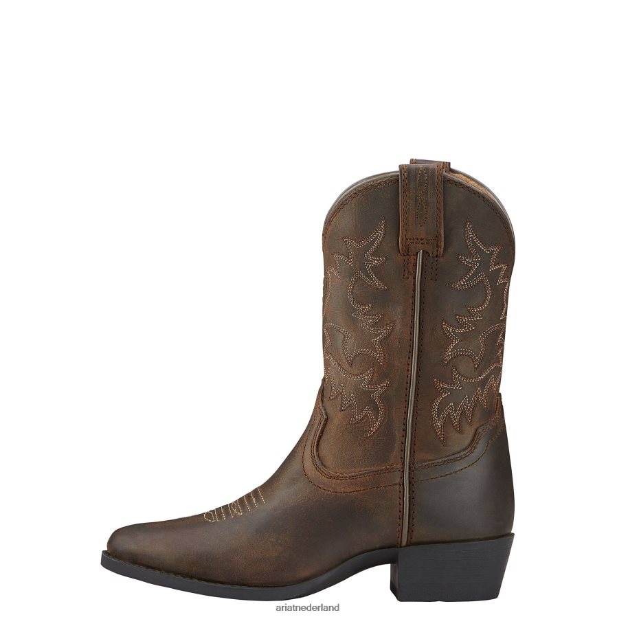 noodlijdend bruin erfgoed westerse westernlaars Ariat kinderen schoenen PJ26LN3829
