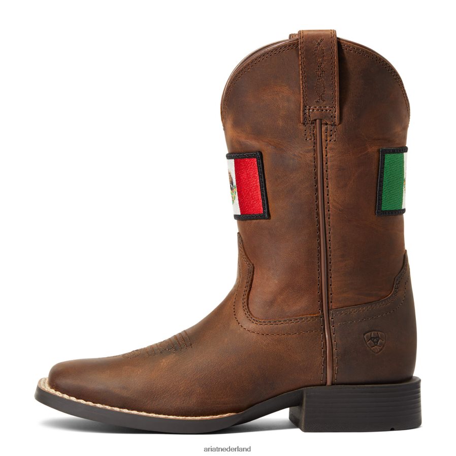 noodlijdend bruin orgullo mexicano ii westerse laars Ariat kinderen schoenen PJ26LN3848