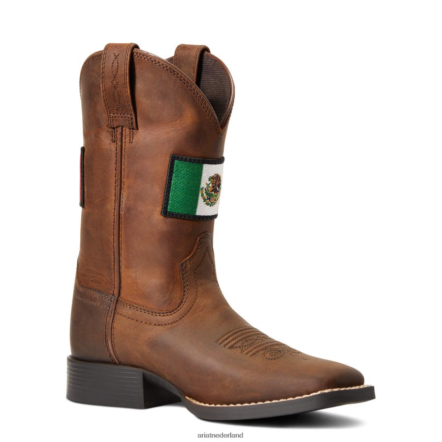 noodlijdend bruin orgullo mexicano ii westerse laars Ariat kinderen schoenen PJ26LN3848