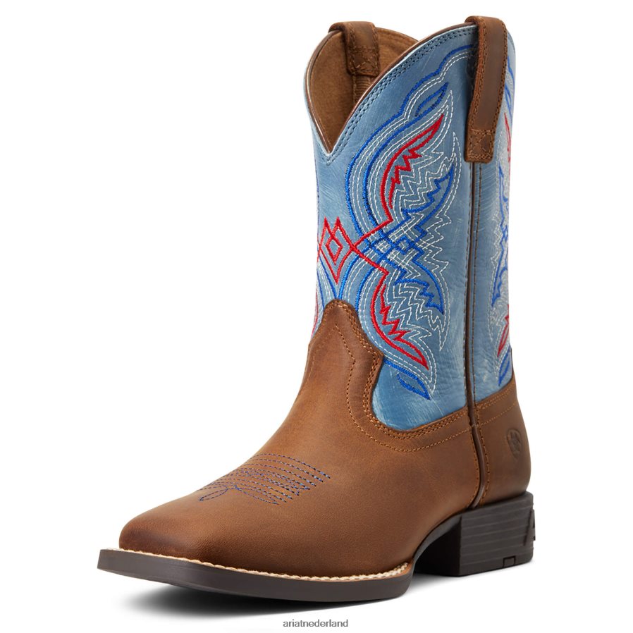 noodlijdend bruin westernlaars met dubbele kicker Ariat kinderen schoenen PJ26LN3926