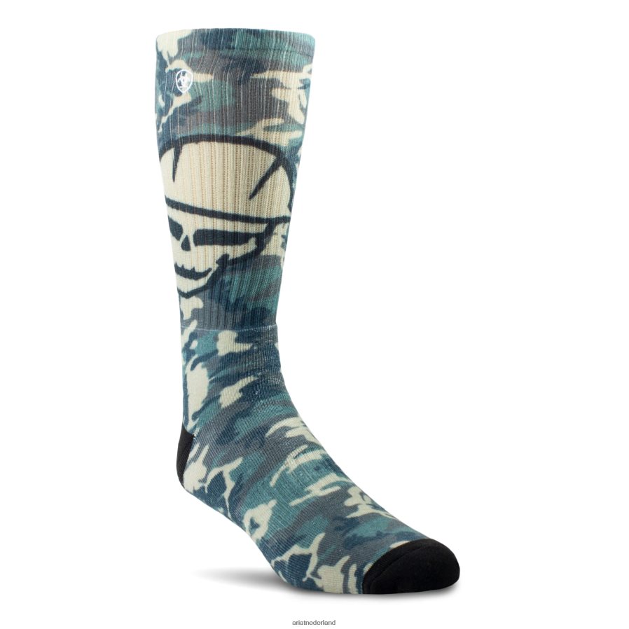 grijs groen Roughneck grafische ronde werksokken, verpakking van 2 paar Ariat unisex accessoires PJ26LN2032