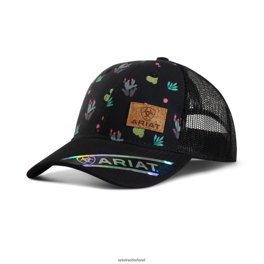 zwart Cap met cactusprint Ariat vrouwen accessoires PJ26LN3762