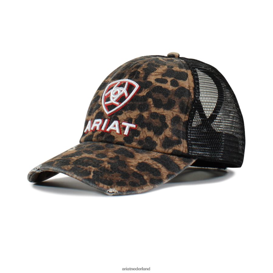 zwart pet met cheetahprint in reliëflogo Ariat vrouwen accessoires PJ26LN3763