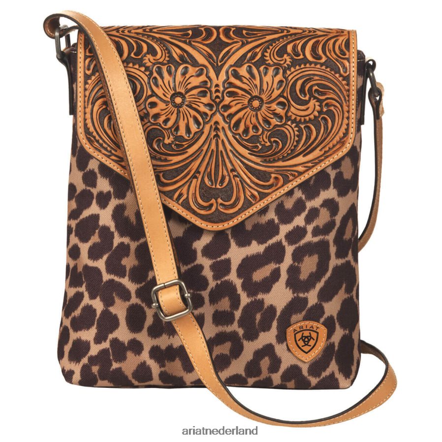 bruinen Crossbodytas met luipaardprint Ariat vrouwen accessoires PJ26LN3721
