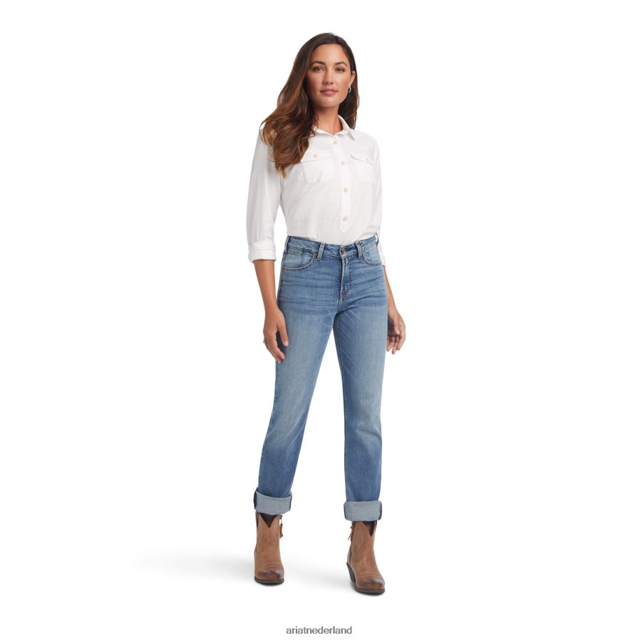 Kaspische premium rechte stretchjeans met hoge taille Ariat vrouwen bodems PJ26LN2614