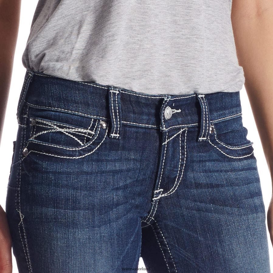 oever van het meer echt. lage taille stretch roze zweepsteek jeans met bootcut Ariat vrouwen bodems PJ26LN2531