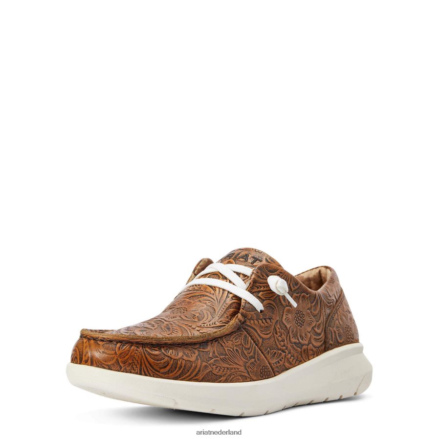bruin bloemenreliëf hihi 2 Ariat vrouwen schoenen PJ26LN2413