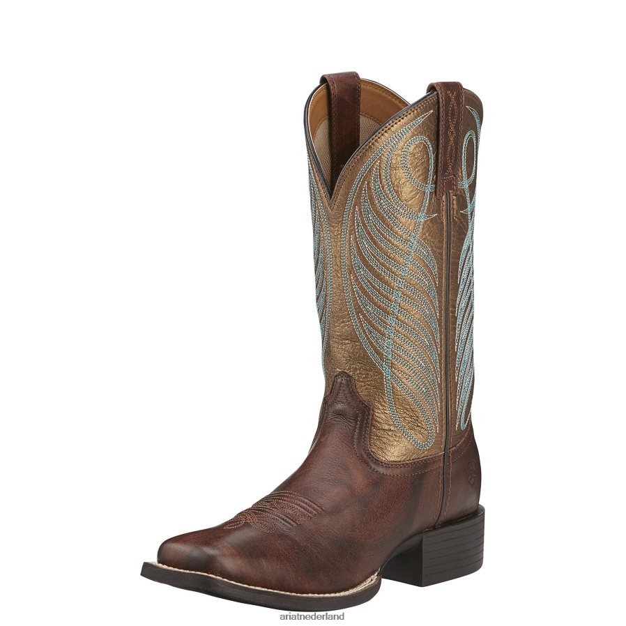 Yukon bruin Ronde westernlaars met brede vierkante neus Ariat vrouwen schoenen PJ26LN2163