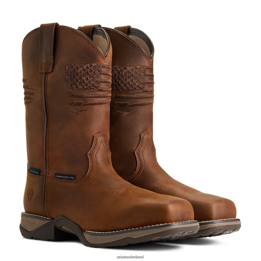 noodlijdend bruin anthem patriot waterdichte westernlaars Ariat vrouwen schoenen PJ26LN2114