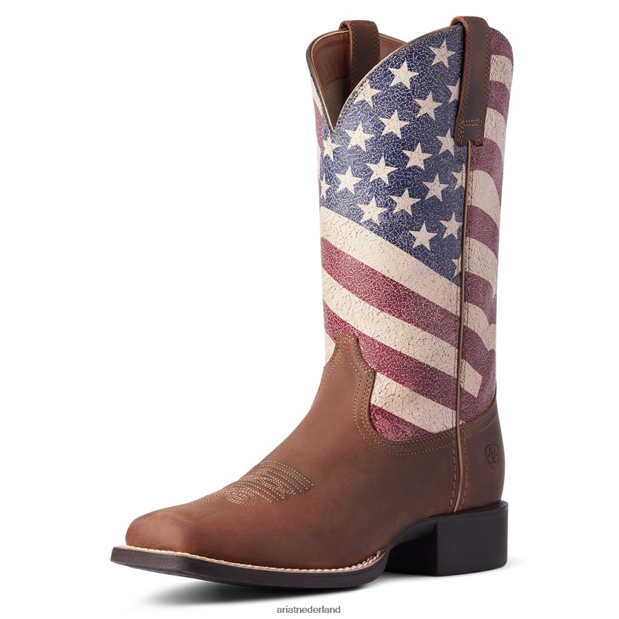 noodlijdend bruin round-up patriot westernlaars Ariat vrouwen schoenen PJ26LN2099