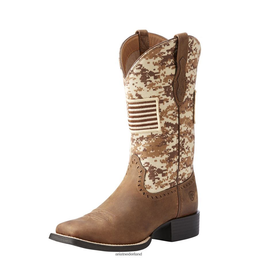 noodlijdend bruin round-up patriot westernlaars Ariat vrouwen schoenen PJ26LN2256