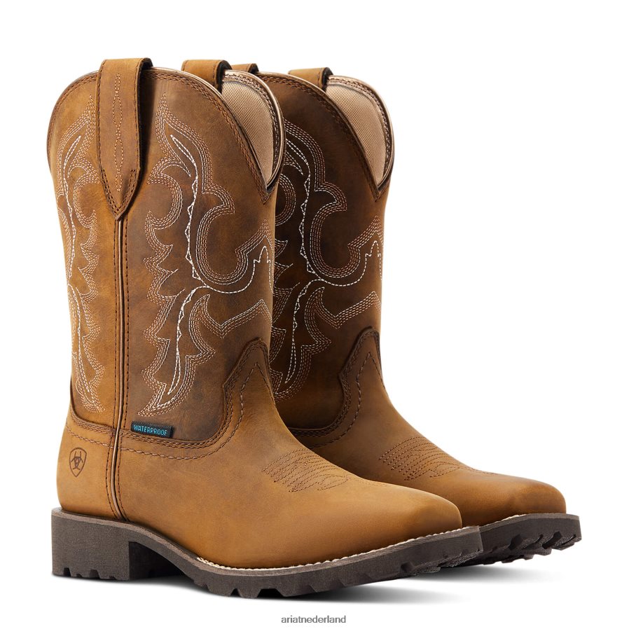 olieachtige, verontruste bruine kleur ongebreidelde rancher waterdichte westernlaars Ariat vrouwen schoenen PJ26LN2284