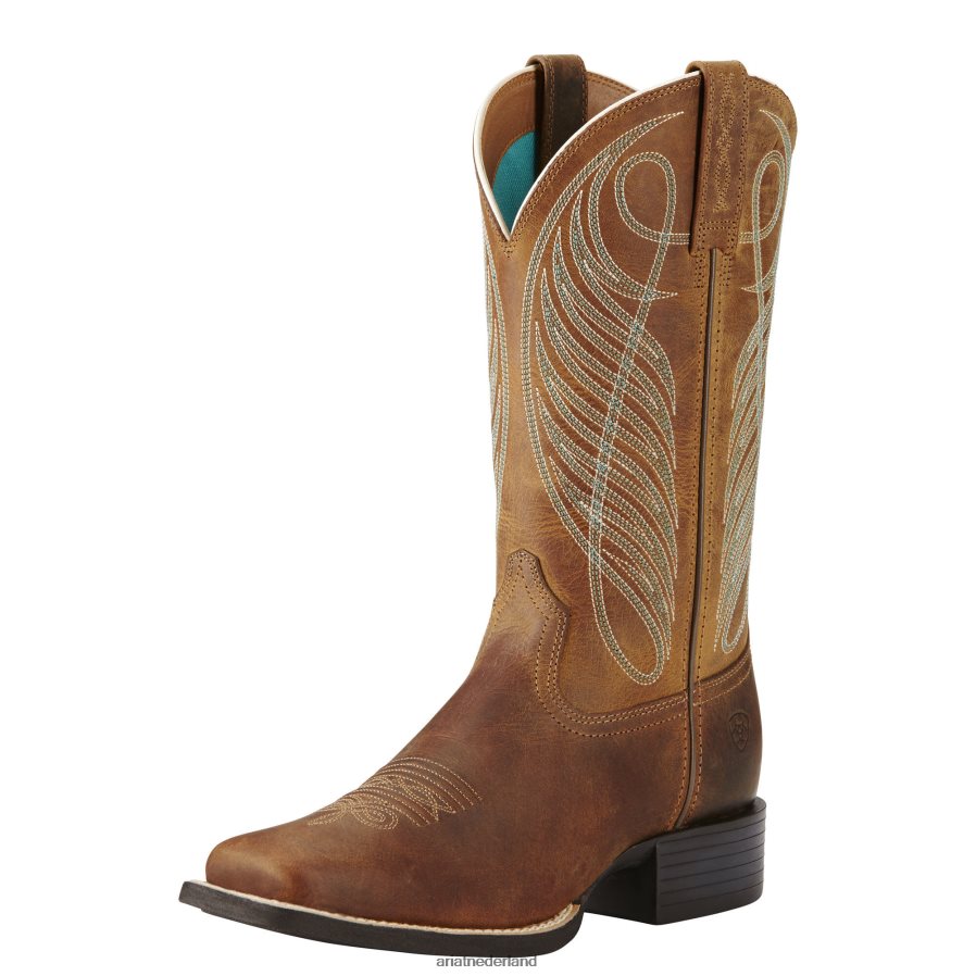 poeder bruin Ronde westernlaars met brede vierkante neus Ariat vrouwen schoenen PJ26LN2075