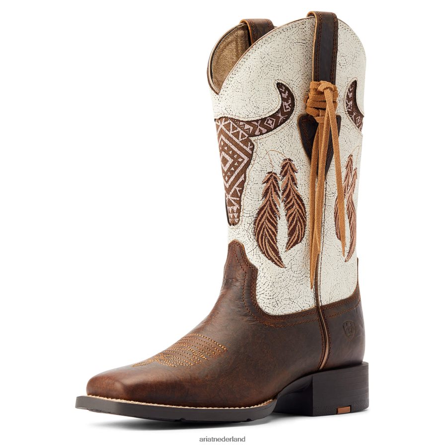 schuur bruin ronde zuidwestelijke stretchfit westernlaars Ariat vrouwen schoenen PJ26LN2104