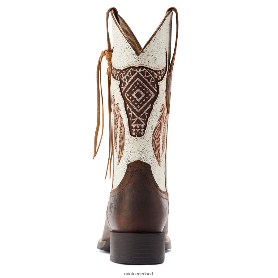 schuur bruin ronde zuidwestelijke stretchfit westernlaars Ariat vrouwen schoenen PJ26LN2104