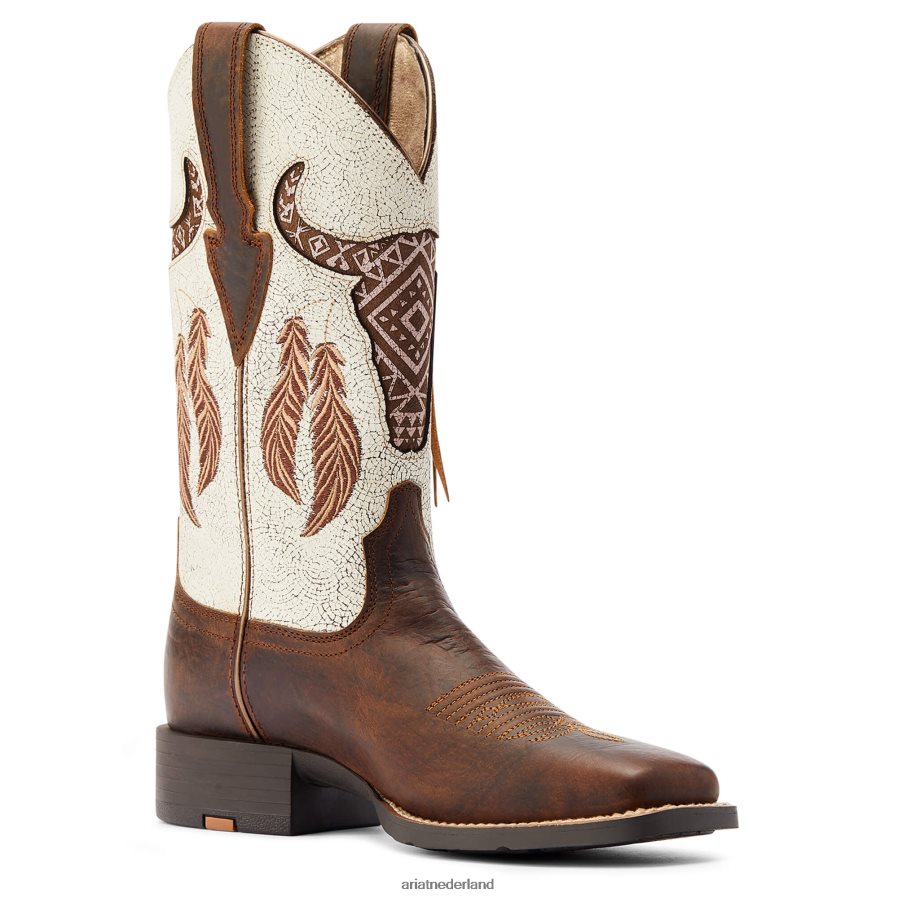 schuur bruin ronde zuidwestelijke stretchfit westernlaars Ariat vrouwen schoenen PJ26LN2104