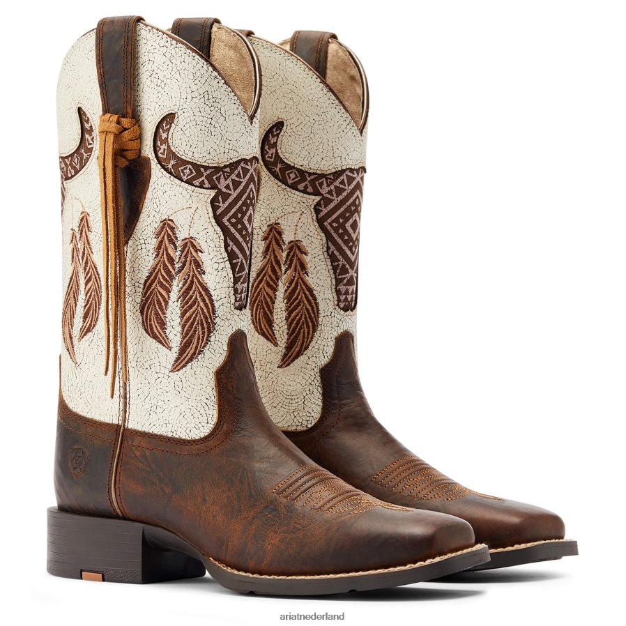 schuur bruin ronde zuidwestelijke stretchfit westernlaars Ariat vrouwen schoenen PJ26LN2104