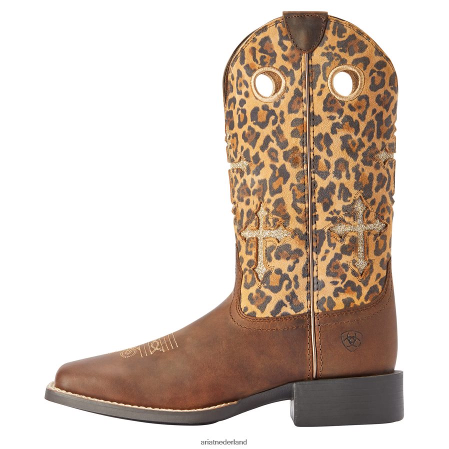 verontrust bruin round-up kruispunt westerse laars Ariat vrouwen schoenen PJ26LN2184