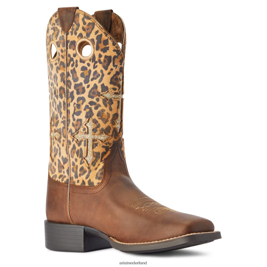 verontrust bruin round-up kruispunt westerse laars Ariat vrouwen schoenen PJ26LN2184